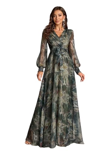 Litzo Women A-Line Maxi Western Dresses (10-M) Green