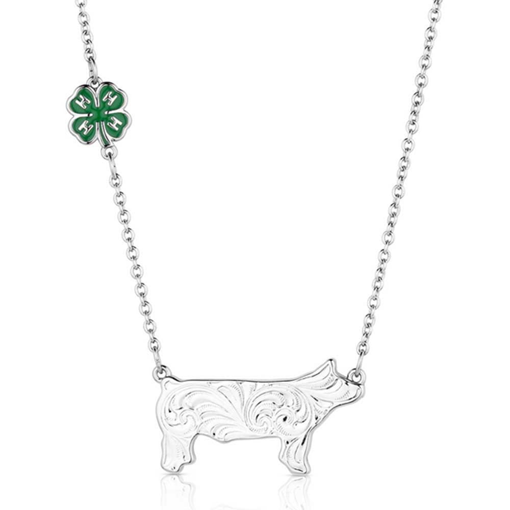Montana Silversmiths Officially Licensed 4-H Program Western Lifestyle Agriculture Livestock Clover Necklace