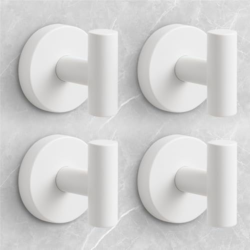 Image of Shower Hooks for Inside Shower,No-Drill Removable&Reusable Towel Hooks for Bathroom,Heavy Duty Suction Cup Hooks for Glass Window,4 Packs(White)