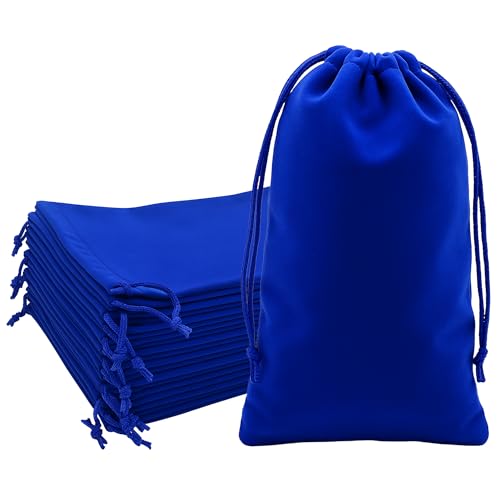 Mandala Crafts 8x17 Royal Blue Velvet Drawstring Bags for Shoe Dusting Bags