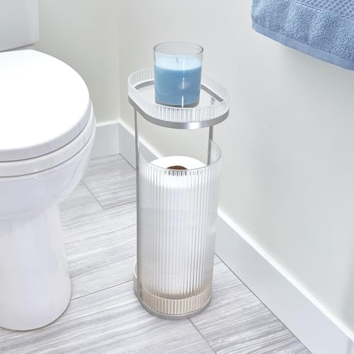 iDesign Toilet Paper Stand with Tray – Elemental Fusion – Clear/Satin Gray by iDesign - Image 6