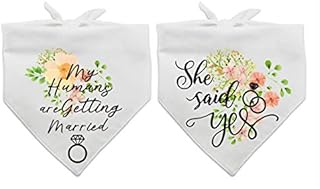easycozy My Humans are Getting Wedding Married and She Said Yes Dog BandanaPet Scarf Accessories,Pet Accessories for Dog LoversPack of 2