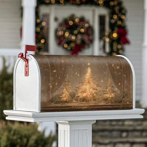 Coperture magnetiche per cassette postali con alberi di Natale, eleganti stelle e fiocchi di neve, decorazione per cortile anteriore 53 x 64 cm