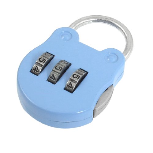 Image of Aexit Resettable 3 Padlocks & Hasps Digits Design Metal Hoop Combination Password Padlock Combination Padlocks Light Blue