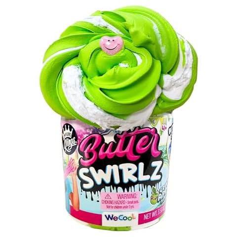 COMPOUND KINGS Fluffy Butter Swirlz Slime Jar |Sensory Toys | Non-Sticky | Stress Relieving Tactile Play | Green Apple | Ages 4+ Cover