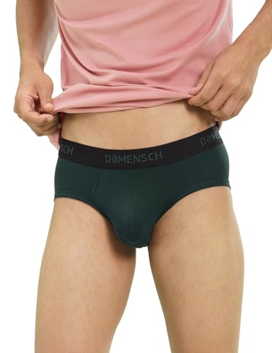 Image of DAMENSCH Mens Premium Cotton Solid Briefs ReFRSH Single of Peppermint Powered-Pack of 1-Pine Green-X-Large