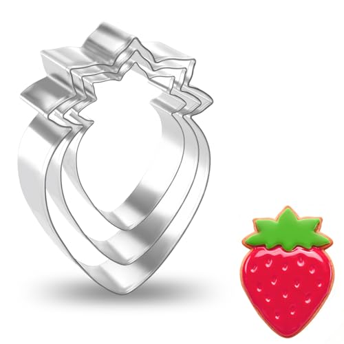3 Piece Strawberry Cookie Cutter Set - 3.5", 2.83", 2.1"