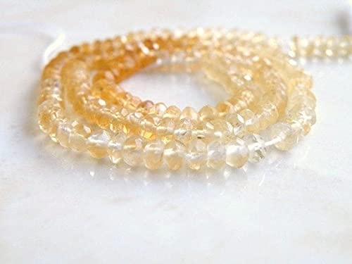 Citrine perles rondelles facettées 4mm en demi-rang pour création de bijoux DIY