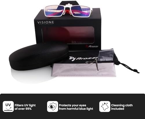 Arozzi - Visione VX800 Blue Light Blocking Computer and Gaming Glasses - Anti-Glare, UV Protection - White - 2