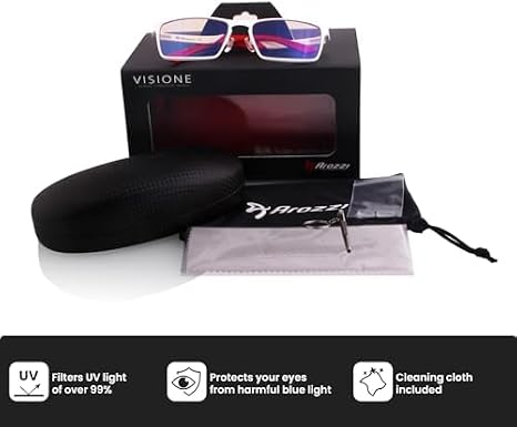 Arozzi - Visione VX800 Blue Light Blocking Computer and Gaming Glasses - Anti-Glare, UV Protection - White
