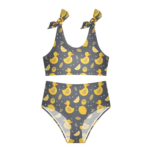 Yellow Ducks Lemon Girls Two Piece Tankini Swimsuits Summer Bathing Suit Beach Swimwear Set4