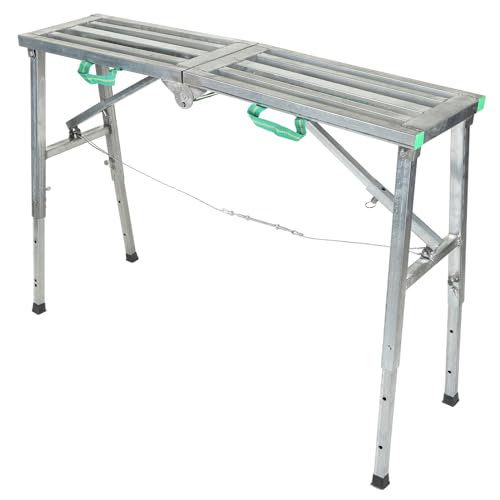 Plataforma de Trabajo Plegable Ajustable, Escalera de Mano para Andamio de Aluminio,de 60-90 Cm, Capacidad de Carga de 200 Kg, Pared de Tubería Engrosada, Galvanizada, Multiusos