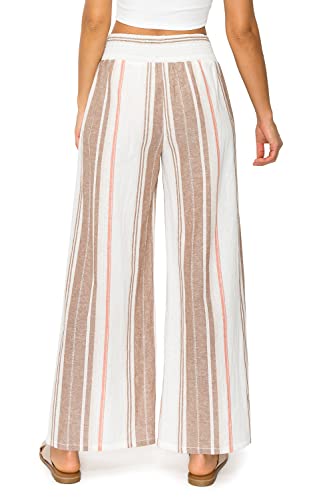 Cali1850 Women's Casual Linen Pants - Smocked Waist Oceanside Lounge Beach Trousers with Pockets3