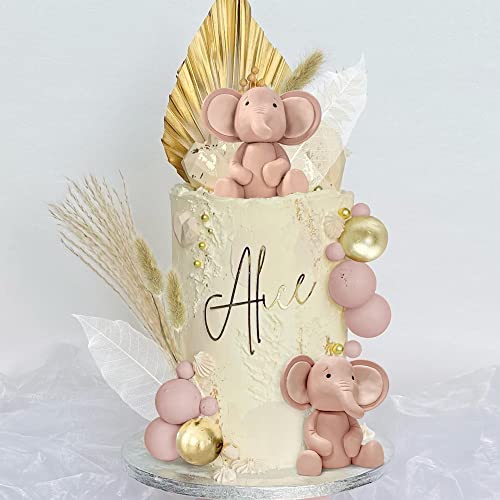 35 Pcs Boho Cake Topper Decorations Cute Baby Elephant Cake Decorations Mini Balls Elephant Theme Birthday Baby Shower Cake Decoration #TOP4