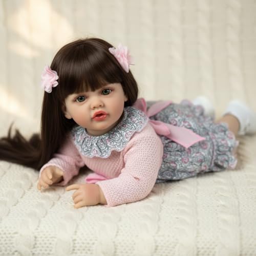 Muñeca Pinky Reborn de 22 pulgadas con cuerpo suave y realista miniatura 4