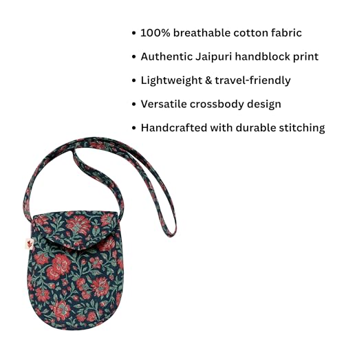 Image of Cotton Handblock Printed Sling Bag for Girls | Beach Bag | Crossbody Shoulder Bag for Womens Handbags & Bags