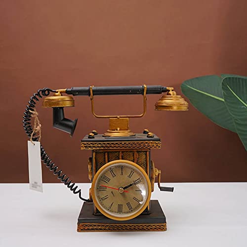 Téléphone vintage horloge décorative en fer noir, cadeau rétro idéal - 2