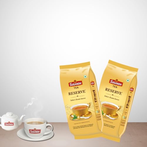 Image of Sugandh Reserve Tea | 200GM X 2 | 400GM | Gold Premium | Directly Sourced from Assam | High Grown CTC with Added Whole Leaf | 100% Natural Ingredients | A Perfect Premium Cup of Tea for Chai Lover