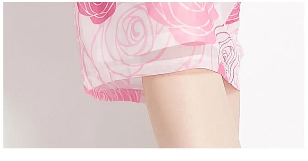 Vestido de mujer con estampado floral para oficina, retro, cintura alta, con cordones, cuello en V, manga larga, vestido midi, Negro, S