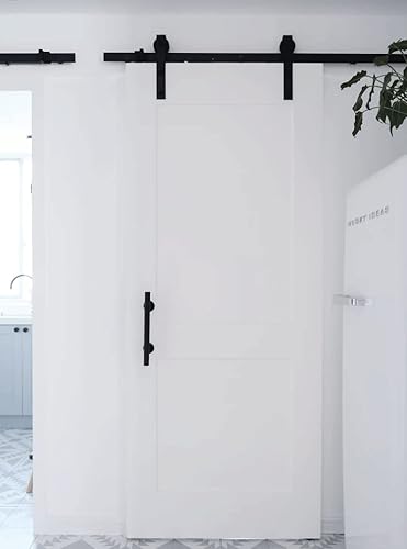 Miniatura 7 de Juego de manijas de puerta corrediza negra de 12 pulgadas, juego de manijas de puerta de granero resistentes con pestillo de puerta de granero