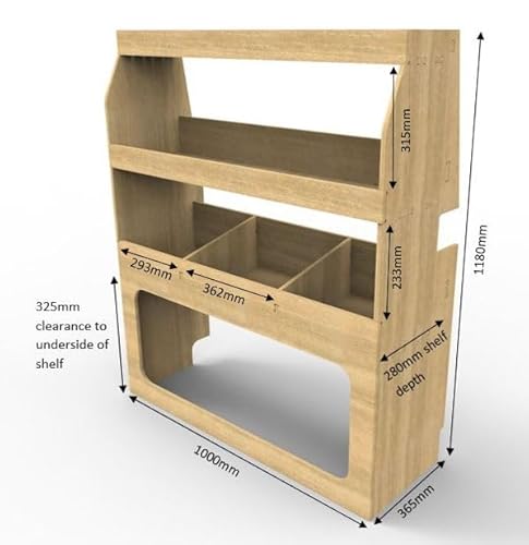 DEMARVAN Van Racking Shelving Unit, 2000mm Length, Designed for Ford Transit Custom SWB L1 2013-2023, Plywood Construction, Drivers Side WRK73.80.81