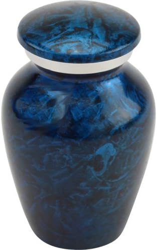 Starry Night Blue Keepsake Cremation Urn for Ashes, Aluminum, Blue Urn, Keepsake Sized Cremation Urn, 3 Inches High