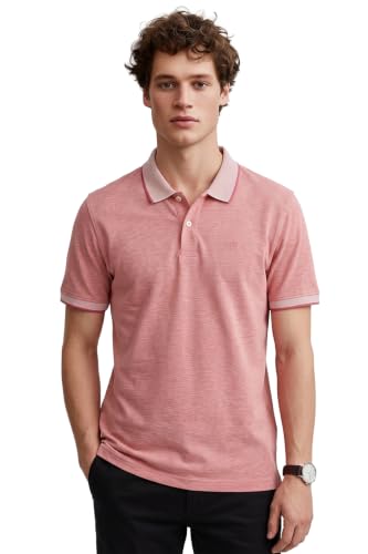 Image of Peter England Men's Premium Branded Regular Fit Half Sleeve Polo T-Shirt | Cotton Rich | Birds Eye Interlock Weave| No Pocket