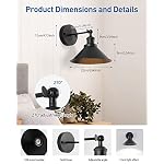 Black Vintage Wireless Battery Operated Wall Sconces, Industrial Cordless Battery Powered Led Wall Lights Set of 2, Wall Lamp Fixture Indoor with Remote Control for Bedroom Farmhouse Gallery - Image 2