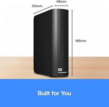 WD 16TB Elements External Hard Drive, Desktop HDD storage, USB 3.0 compatible, Fast Transfer rates, Easy add on storage for all your pictures, videos, music and documents, Black