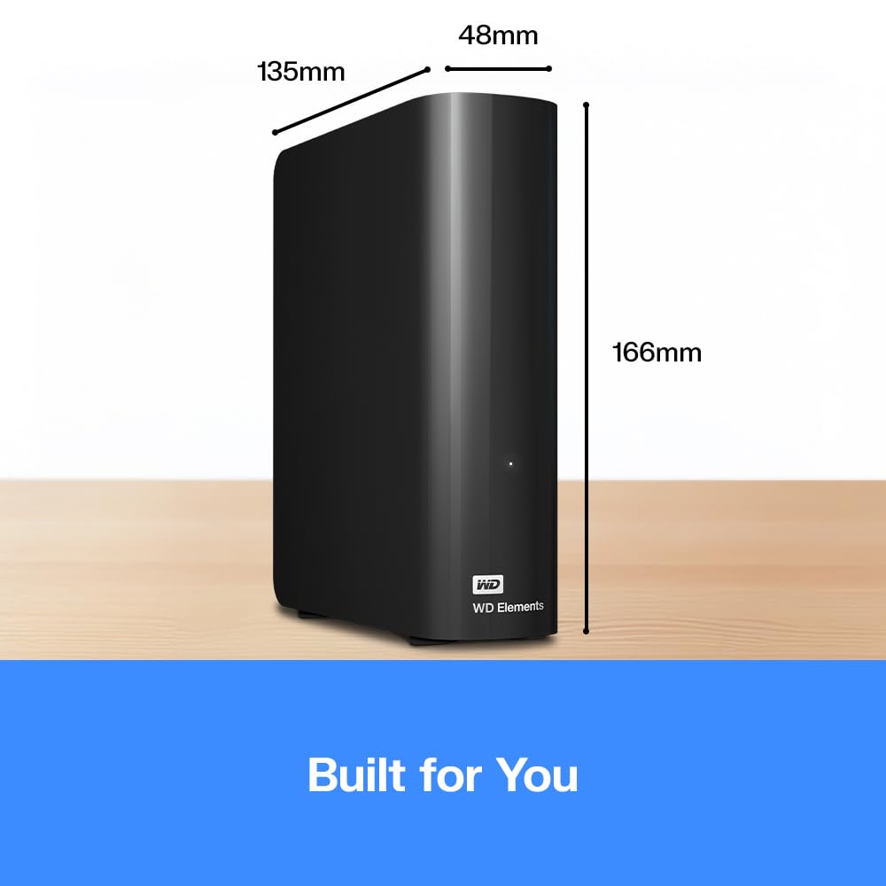 WD 4TB Elements External Hard Drive, Desktop HDD storage, USB 3.0