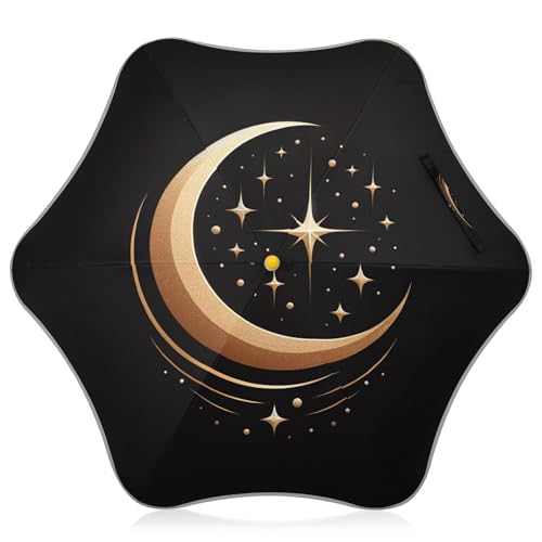 Parapluie tendance enfants noir anti-UV avec motif croissant d'étoile