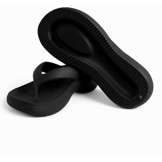 CORFLY Chinelo de dedo Sandália Feminina EVA Macio Ortopédico Nuvem Anabela Anti Chulé Confortável (Preto, Adulto, 33, Numérico, BR)