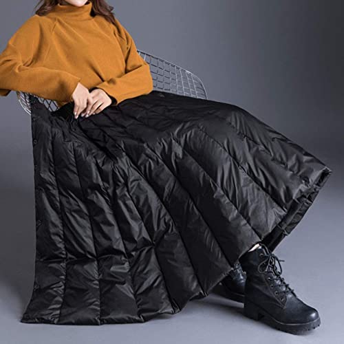 Women's Winter Insulated Long Down Skirts Elastic Waist Puffer Padded Windproof A-Line Maxi Skirts4