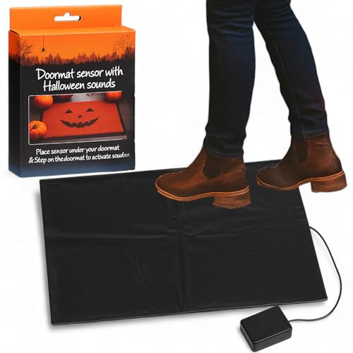 MIJOMA Capteur de tapis d'Halloween - Module sonore pour paillasson avec effets hantés - Piles incluses - Capteur de porte avec son effrayant