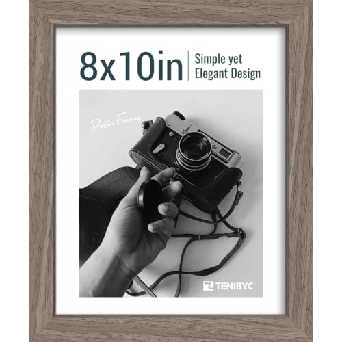 TENIBYC 8x10 Picture Frame, Walnut Wood, Real Glass, 1 Pack for Photo, Art
