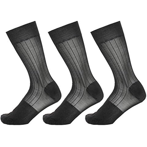 Mona's Choice 3-Pack Mens Silk Dress Socks/Mens Sheer Dress Socks/Mens Nylon Dress Socks (Black) Cover