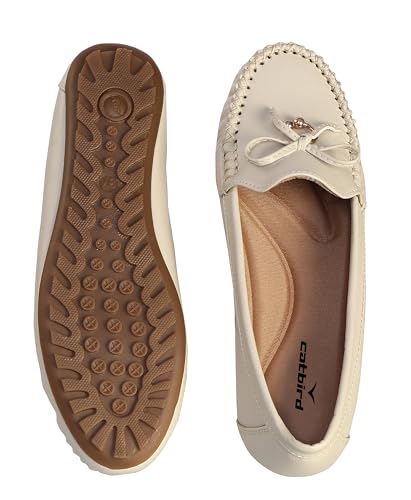 Image of CatBird Women's Slip-On Loafers | Cushioned Comfort Flats with Bow & Metal Detail | Lightweight Office & Casual Shoes | Anti-Slip Sole