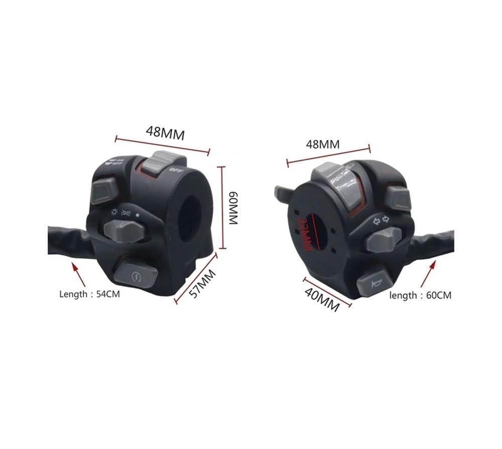 Pulsante interruttore manubri Interruttore Universale Per Manubrio Moto, Controllo Fari, Spia Avvertimento, Indicatore Direzione, Clacson, Pulsante Avviamento E Spegnimento Con LED Da 7/8'' 22 Mm
