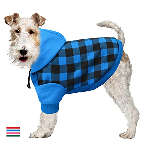 Sunfura Dog Hoodie Pet Coat, Cozy Stylish Plaid Dog Winter Sweatshirt Fleece Vest With Hat And Leash Hole, Doggie Pullover Warm Jacket Pets Cold Weather Clothes Outfit For Small Medium Dogs #TOP13