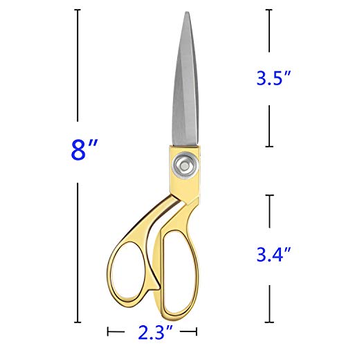 Wild & Bold Scissors All Purpose 8"Gold Fabric Scissors Professional Heavy Duty Sewing Scissors With Ultra Sharp Stainless Steel Blade Shears Left Handed Scissors For Office Fiskars Craft Scissors #TOP1