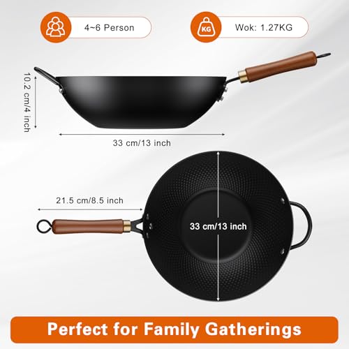 Wok 33 cm acier carbone alvéolé antiadhésif Jobin – Image 4