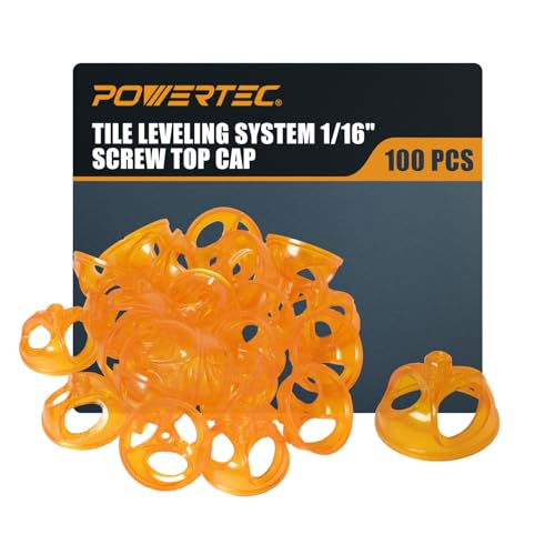 Image of POWERTEC Tile Leveling System Patent-Pending Reusable Ergonomic Twist Caps for Threaded Spacer Clip, Screw Top Caps for Spacing and Leveling Tiles 100 Pieces (72108)
