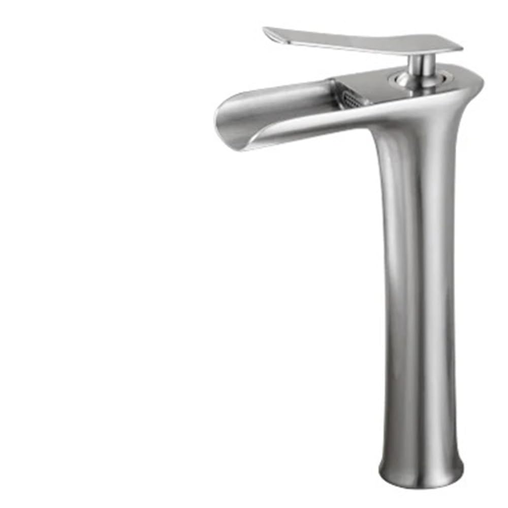 Blyqxs Nickel Basin Faucets Modern Bathroom Faucet Waterfall Faucets Single Hole Cold And Hot Water Tap Basin Faucet Mixer Taps W3026(Nickel)