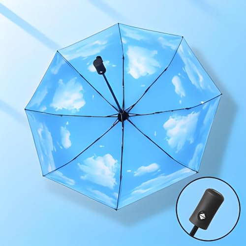 Image of SIEPASA Windproof Travel Compact Umbrella-Automatic Umbrellas for Rain-Compact Folding Umbrella, Travel Umbrella Compact, Small Portable Windproof Umbrellas for Men Women Teenage. (Sky)