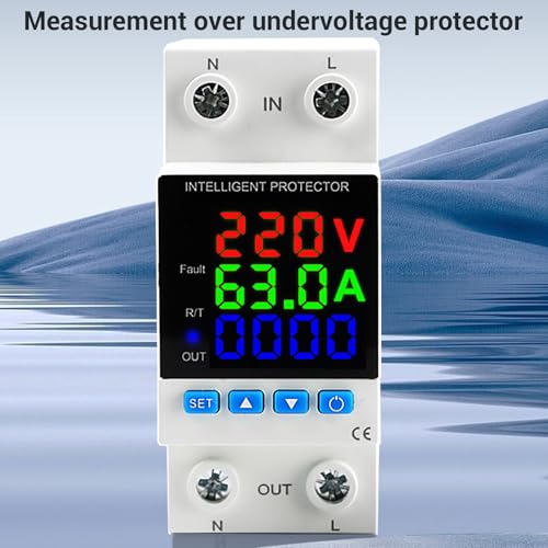 Protector de Voltaje Walfront con Pantalla LED para Medición en Riel DIN 7