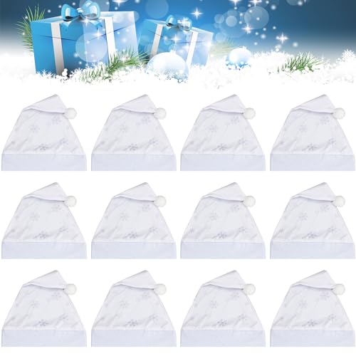 Chapeaux de Père Noël métalliques scintillants à motifs flocons de neige pour adulte