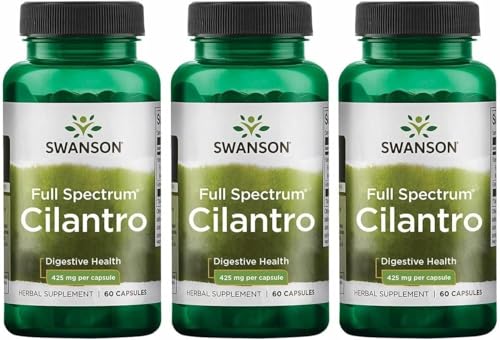 Swanson Full Spectrum Cilantro (Coriander) Herbal Digestive and Antioxidant Supplement for Wellness-Conscious Adults - 425 mg (60 Capsules 3 Pack)
