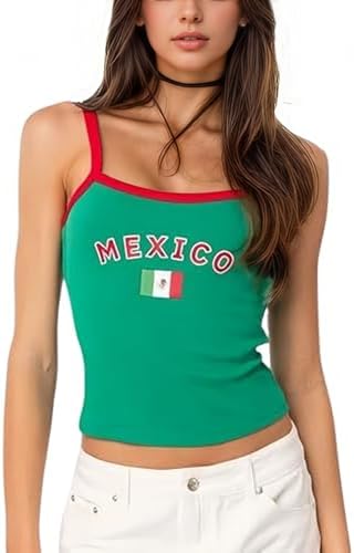 Tank Tops Y2k Brazil Jersey Brazil Shirt Y2k Top Mexico Crop Jersey 2000s Summer Going Out Tops