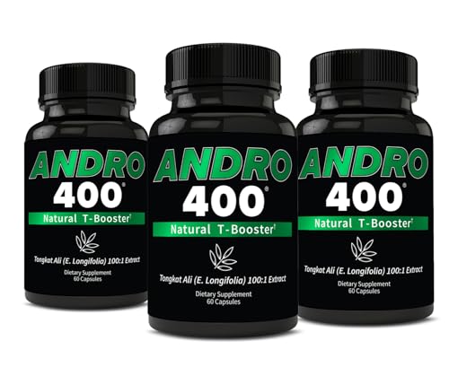 Andro400 Natural T Booster Supplements for Men Traditional Tongkat Ali (Eurycoma Longifolia) 100:1 Extract Herbal Formula for Energy Stamina & Metabolic Support - 3 Packs 180 Capsules
