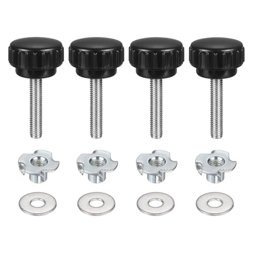 Image of sourcing map 4 Sets Knurled Clamping Knobs with Washers & T-Nuts,M6 x 30mm